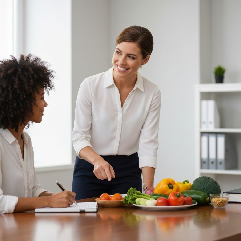Nutrition consultant discussing food choices